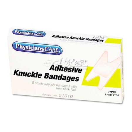 Acme United PhysiciansCare 51010 First Aid Fabric Knuckle Bandages, Box of 8 51010